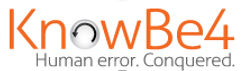 El logotipo con texto de KnowBe4(Saber Antes); error humano conquistad