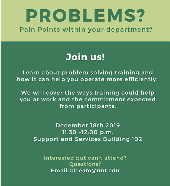 Problem Solving Training Flyer - Dec. 18, 11:30 a.m. -- 12 p.m.