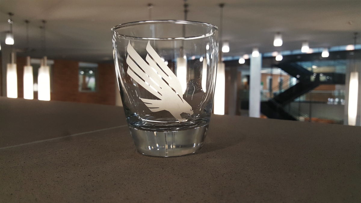 Clear UNT glass with white eagle