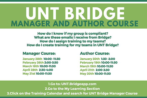 UNT Bridge Manager and Author Course