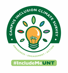 Campus Inclusion Climate Survey - Awareness, Engagement, Action. Yellow light bulb with beams of yellow, orange, red, green, blue, purple and brown.
