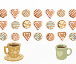 Picture of cookies and mugs with hot chocolate