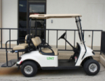 Picture of parked UNT golf cart