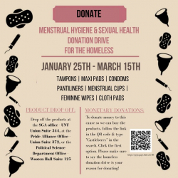 Menstrual Hygiene & Sexual Health Donation Drive For the Homeless, Jan. 25--March 15