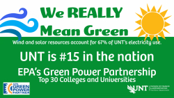 UNT is #15 in the nation for EPA's Green Power Partnership
