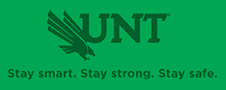 UNT logo with eagle. Text reads, Stay smart. Stay strong. Stay safe.